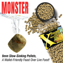 Xtreme Monster Pellets premiada, fórmula de origen estadounidense, garantiza nutrición confiable para grandes especies.