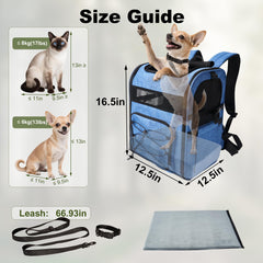 Mochila XUVIRA portaperros azul almohadilla elevada para mirar el paisaje.