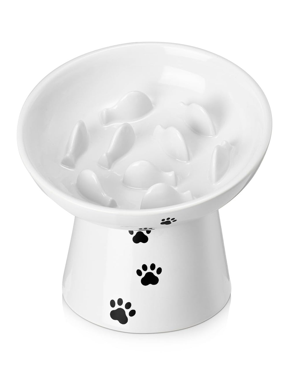 Tazón lento cerámico de Y YHY para gatos, fomenta comer despacio y evitar atracones.