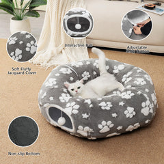 Cama en forma de rosquilla Yaning, gris, refugio cómodo para siestas.