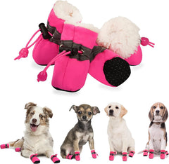 YAODHAOD zapato para perro, forro cálido rosa, ideales para paseos en frío.