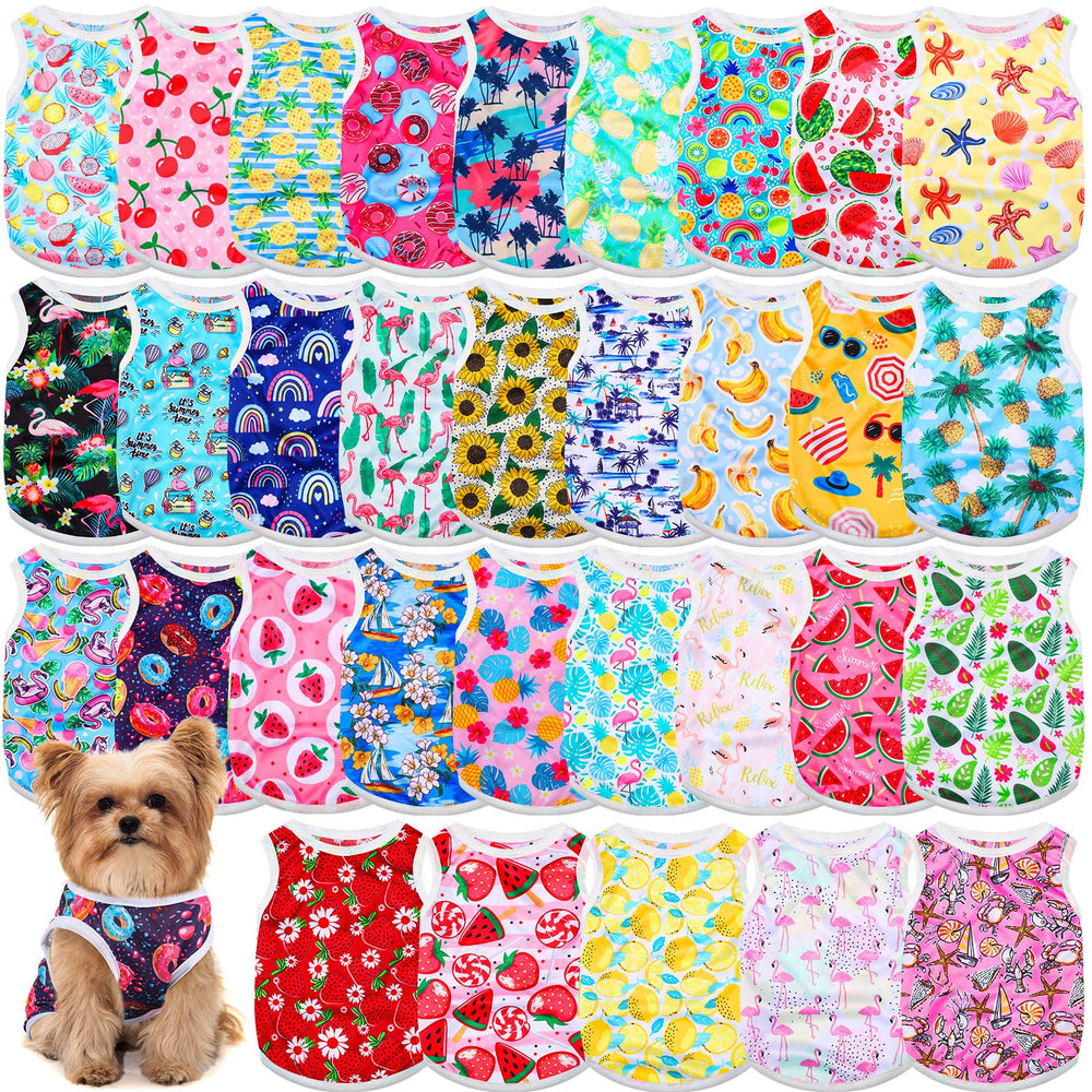 Camiseta hawaiana de Yeyeplum para perro pequeño, ideal para paseos coloridos.