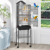 Jaula YITAHOME con base rodante para aves, traslado cómodo y estable.