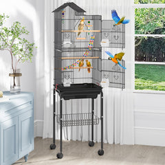 Jaula YITAHOME con base rodante para aves, traslado cómodo y estable.