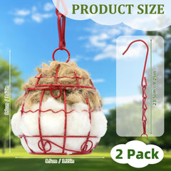 Material de nido Yomishine en jaula con gancho para colgar en exterior.