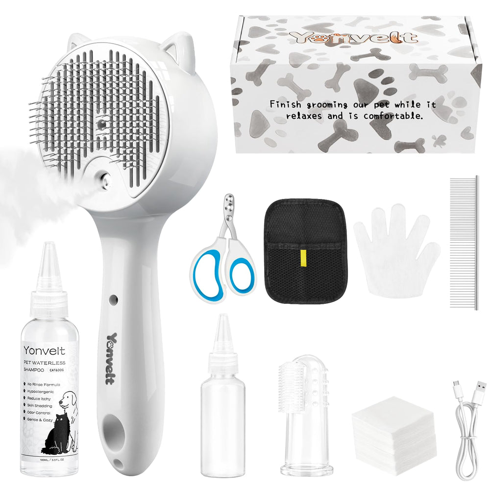 Yonvelt kit 9en1 con niebla y cepillo para mascotas para peinado suave