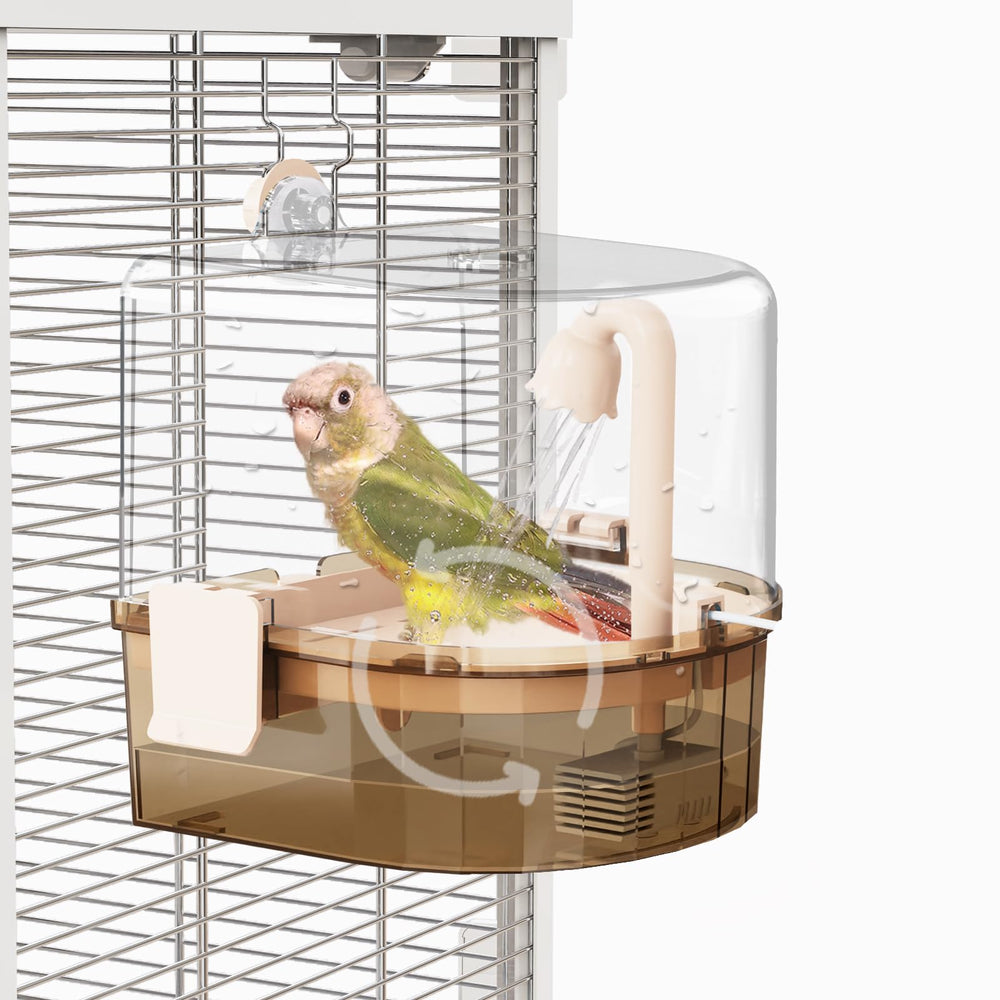 YOOSO WING bañera automática para aves con jaula, fácil ver el nivel