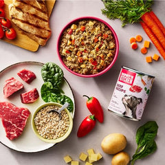 Your Pet's Kitchen beef wet dog food in a bowl for easy feeding
