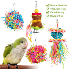 Juguete YUEPET con corteza de palma para aves pequeñas y curiosidad sensorial.