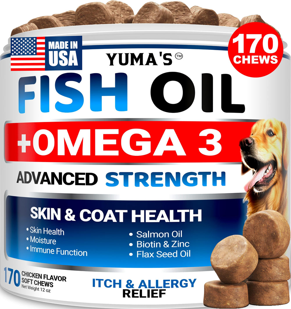 YUMA'S Omega 3 para perros: gomitas 170 para un pelaje saludable.