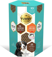 Yummy Combs empaque en cartón de 340 g para perros extra pequeños.