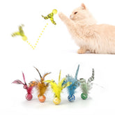 Pelotas ZAYLUMO con plumas para gatos de interior, estimulando la caza y la actividad