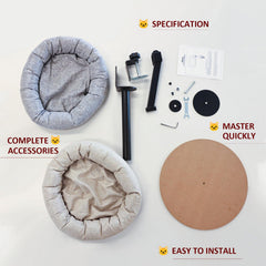 Cama de gato giratoria 360° colgante para mirar desde cualquier ángulo.