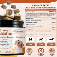 ZEBORA dog probiotic chews, chicken-flavored, for easy daily feeding