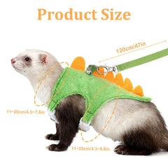 Zelphvt correa para hurón con diseño dinosaurio verde y agarre cómodo.