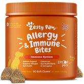 Zesty Paws alivia alergias para perros en envase, apoyo digestivo suave