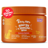 Zesty Paws Alivio de alergias en gomitas para perros para soporte digestivo y bienestar general.