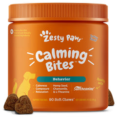 Zesty Paws Calming Chews botella: promueve relajación diaria para perros