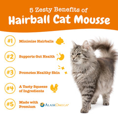 Zesty Paws Hairball Gato: mousse para lamido, favorece la reducción de bolas de pelo.