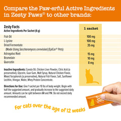 Zesty Paws Mousse Gato, ingredientes Quercetina y Astrágalo para alergias estacionales.