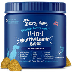 Zesty Paws Senior Perro multivitamínicos en frasco para vitalidad diaria