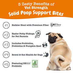 Zesty Paws Solid Poop Support Bites con fibra de miscanthus para consistencia.