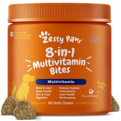 Tabletas multivitamínicas Zesty Paws para perros, apoyo general de salud.