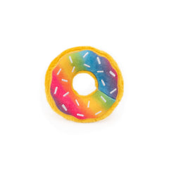 Donutz de ZippyPaws, dona arcoíris sin relleno para morder y jugar sin desorden.