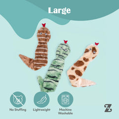 ZippyPaws Skinny Peltz serpientes del desierto: tres chirriadores para recompensas auditivas