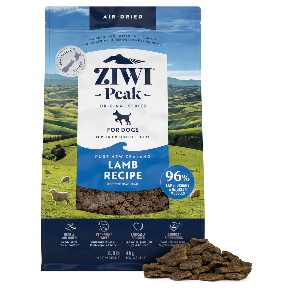 ZIWI Peak cordero seco bolsa: ingredientes clave para nutrición completa.