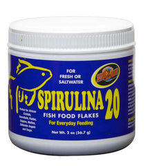 Zoo Med Spirulina 20 copos para peces de agua dulce muestran coloración natural en el acuario.