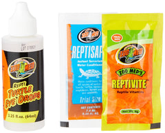 Envase de Zoo Med Repti Gotas Oculares para tortugas con etiqueta.