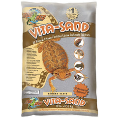 Zoo Med Vita Sand en bolsa de 10 libras, sustrato natural para reptiles desérticos.