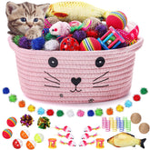 Cesta de almacenamiento Zopeal para gatos con asas, ideal para ordenar juguetes.