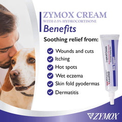 Zymox crema tópica con hidrocortisona 0,5% para irritaciones comunes.