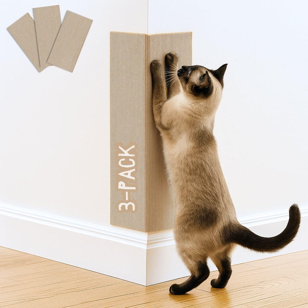 2ME alfombra rasca-gatos 3pack frente, lista para colocar sin herramientas.