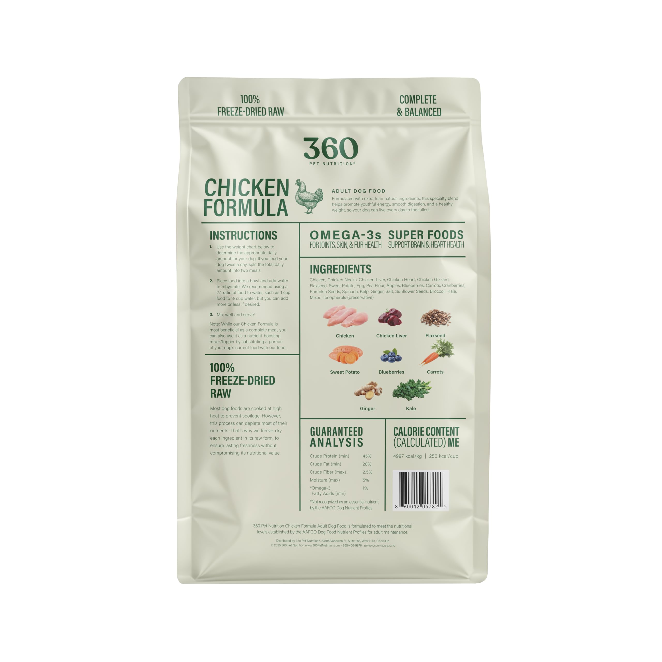Hecho en EE. UU. con control de calidad de 360 Pet Nutrition.