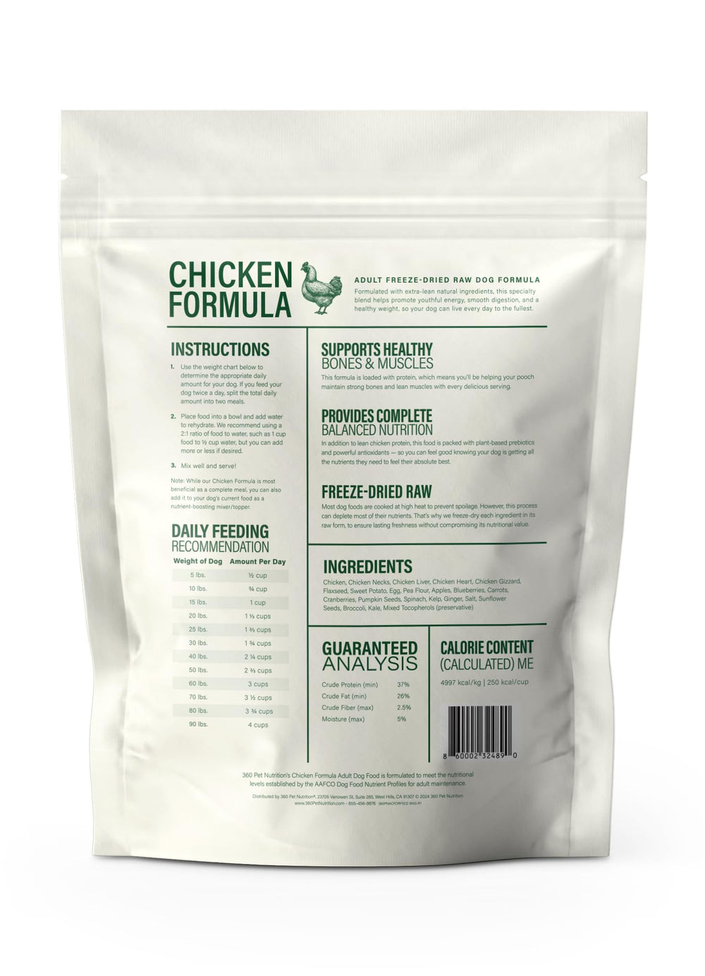 360 Pet Nutrition hecho en Estados Unidos garantiza calidad y trazabilidad.