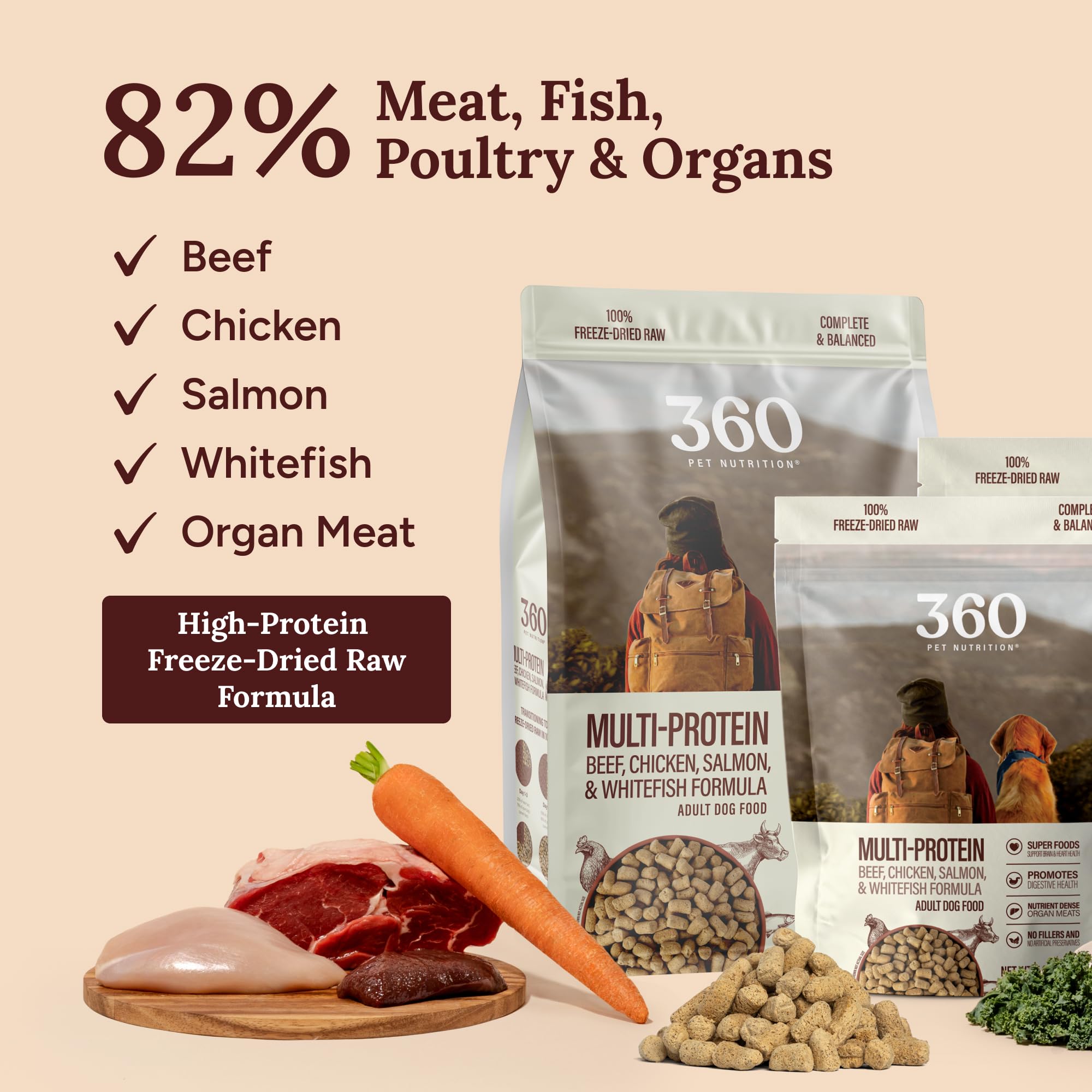 360-pet-nutrition contiene omega-3 y superalimentos para pelaje saludable