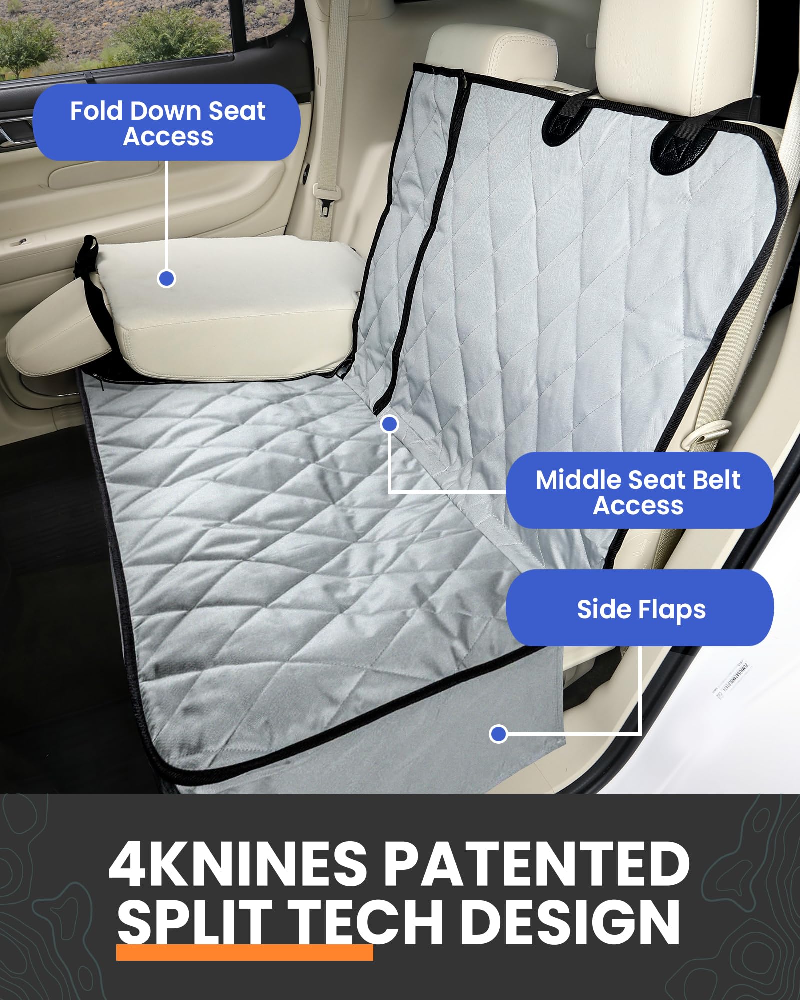 4Knines cierre doble lateral: acceso rápido a cinturones y asientos plegables.