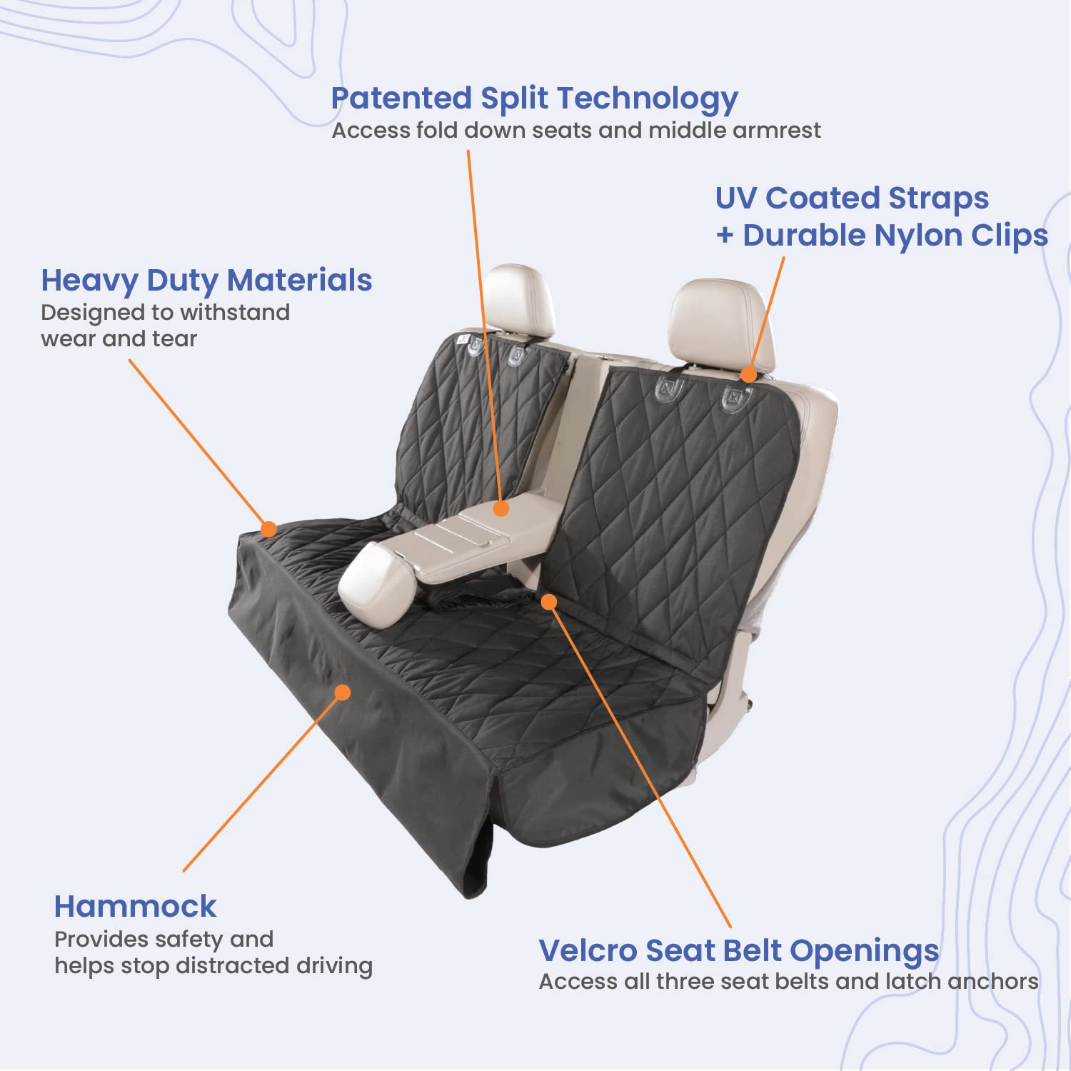 4Knines cubre asiento perro con tecnología K9-Shield impermeable