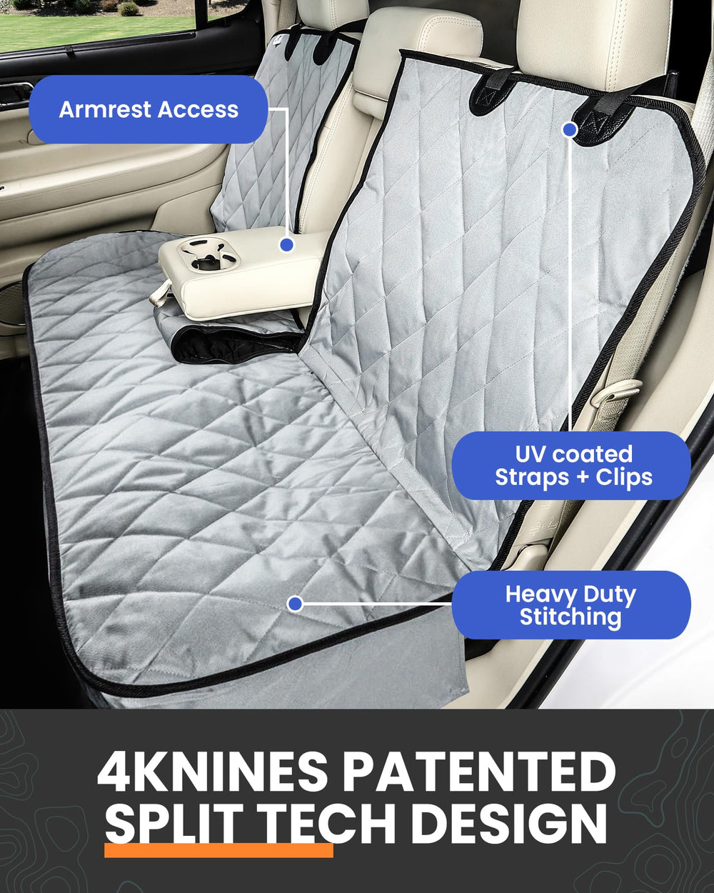 4Knines protección interior resistente para pelo y derrames en el coche.