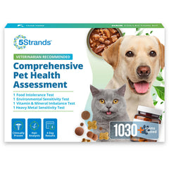 Kit de prueba 5Strands para mascotas para identificar intolerancias desde casa.
