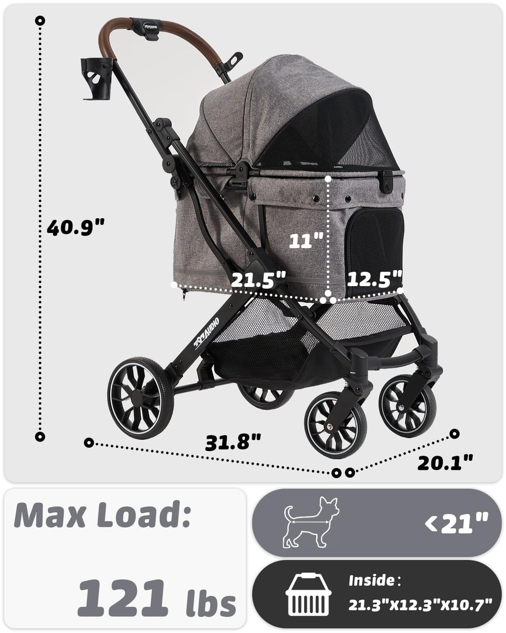 797Audio carrito con ruedas delanteras 360° y amortiguación para maniobras suaves