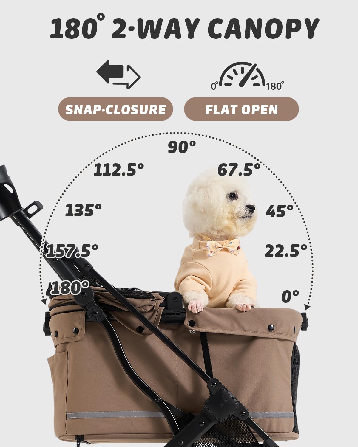 Carrito 797Audio para perros con ruedas delanteras giratorias 360°, maniobrabilidad cómoda.