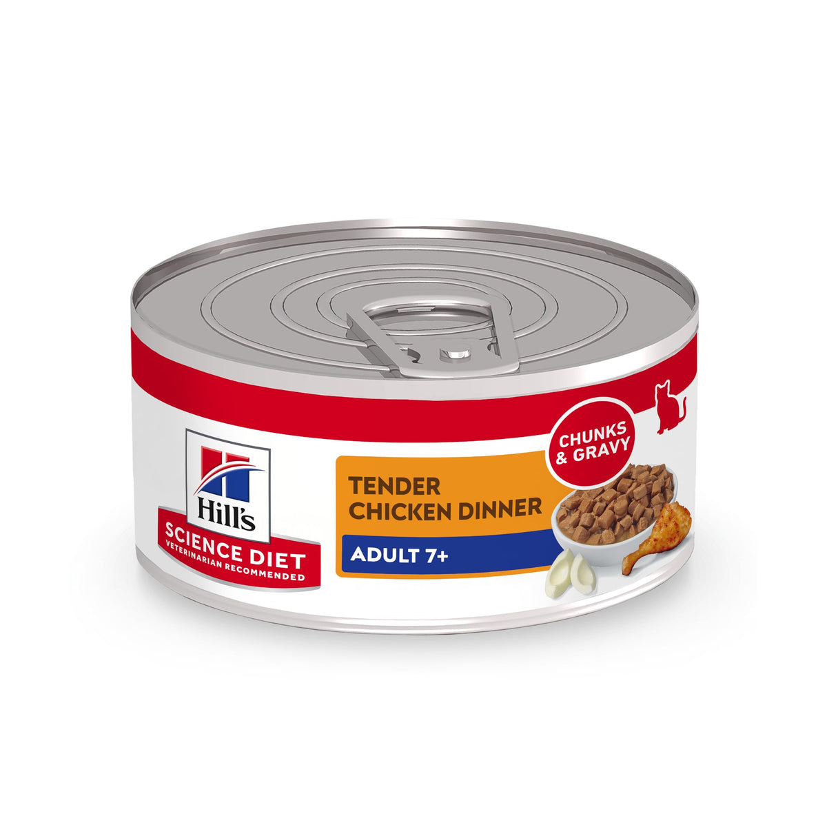 Hill's Science Diet Adult 7+ guiso de pollo en lata para gatos mayores, trozos jugosos