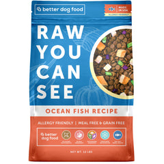 A Better Treat Ocean Blend en bolsa, ingredientes visibles para una digestión suave