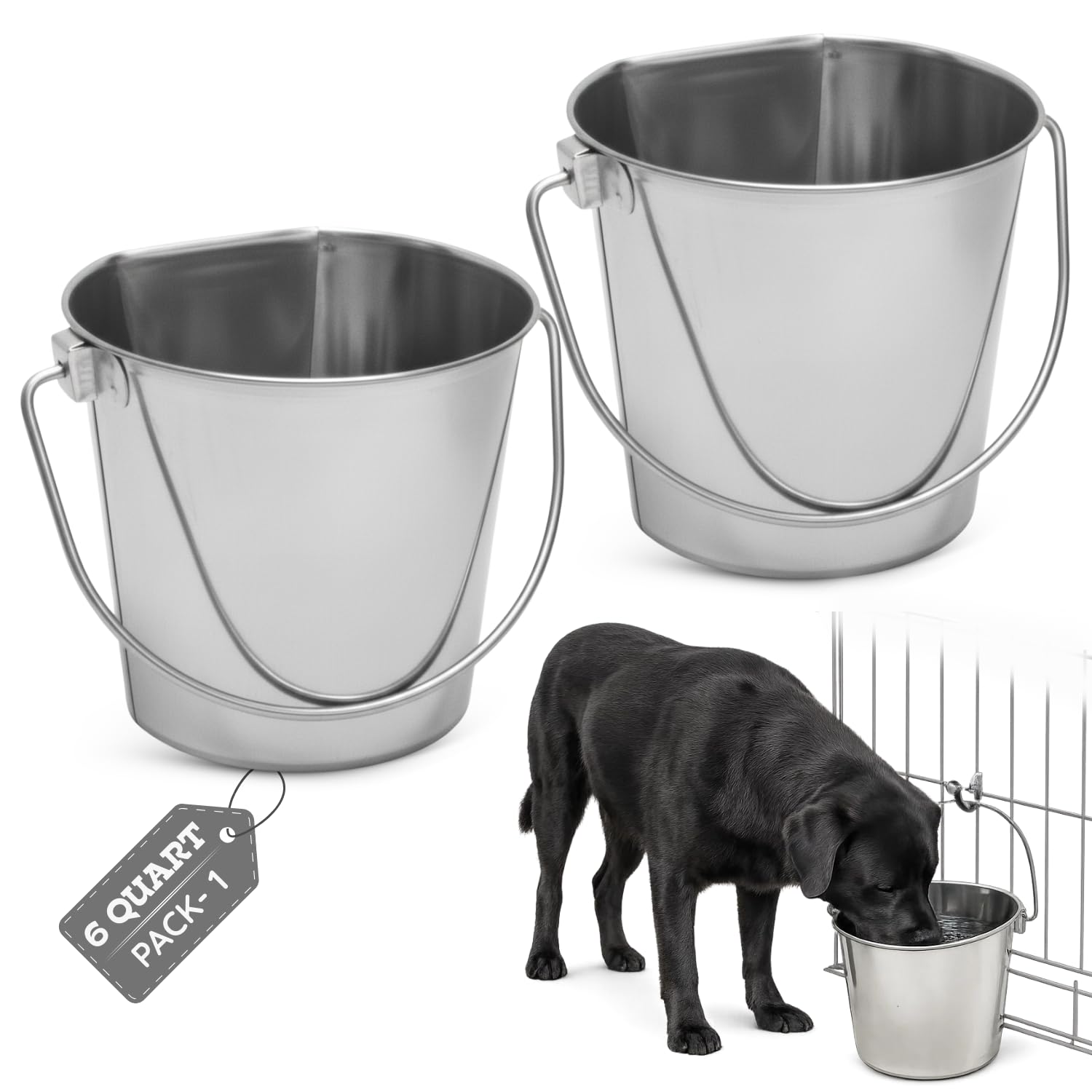 Balde de lado plano AASPIRE PETS, 6 cuartos, para fijar junto a paredes y reducir derrames.