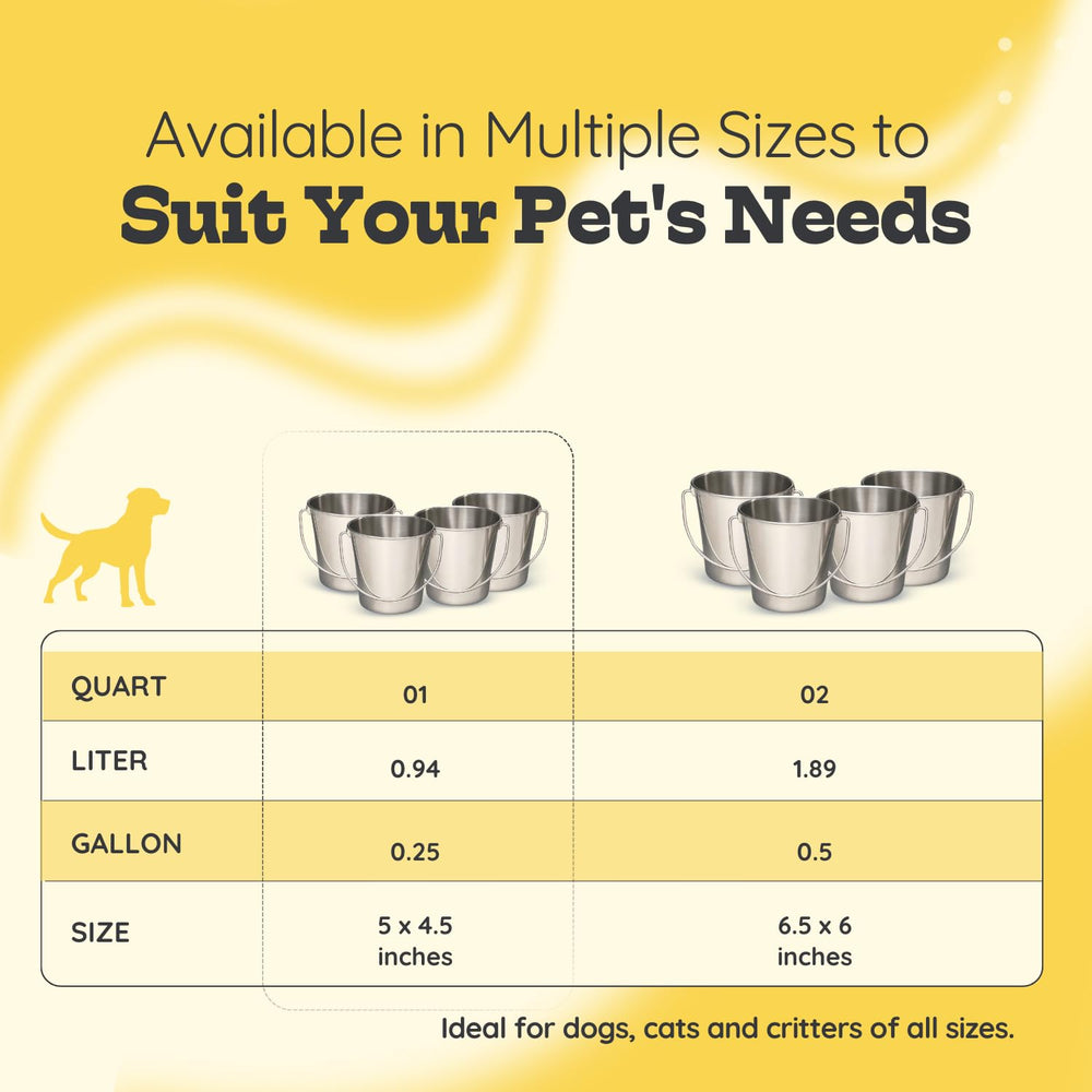 Juego de 4 baldes inoxidables AASPIRE PETS para mascotas.