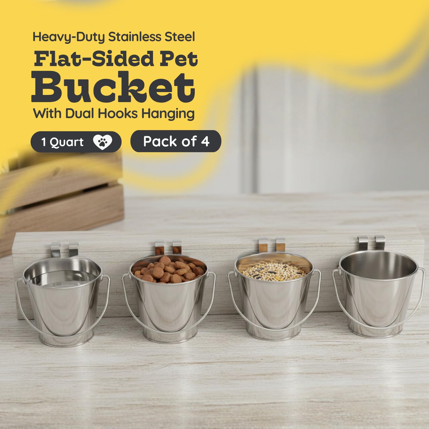 Cubeta de acero inoxidable AASPIRE PETS de 1 cuart, duradera para comida o agua